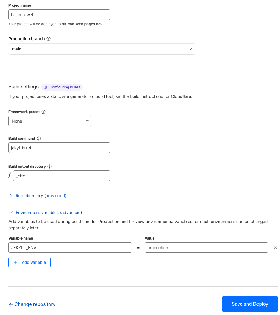 Cloudflare Pages build settings