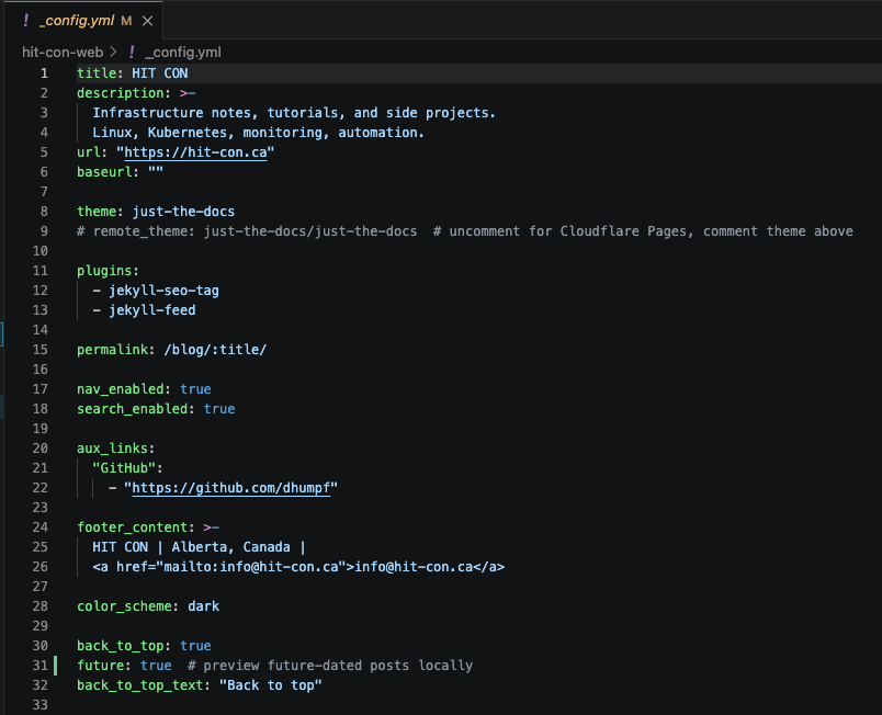 Jekyll config file